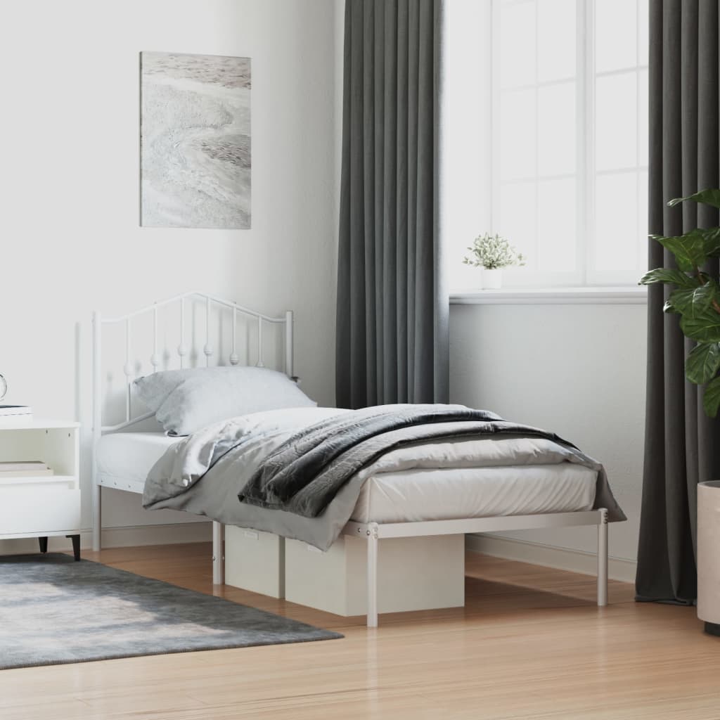 Giroletto con Testiera Metallo Bianco 90x190 cm | homemem39