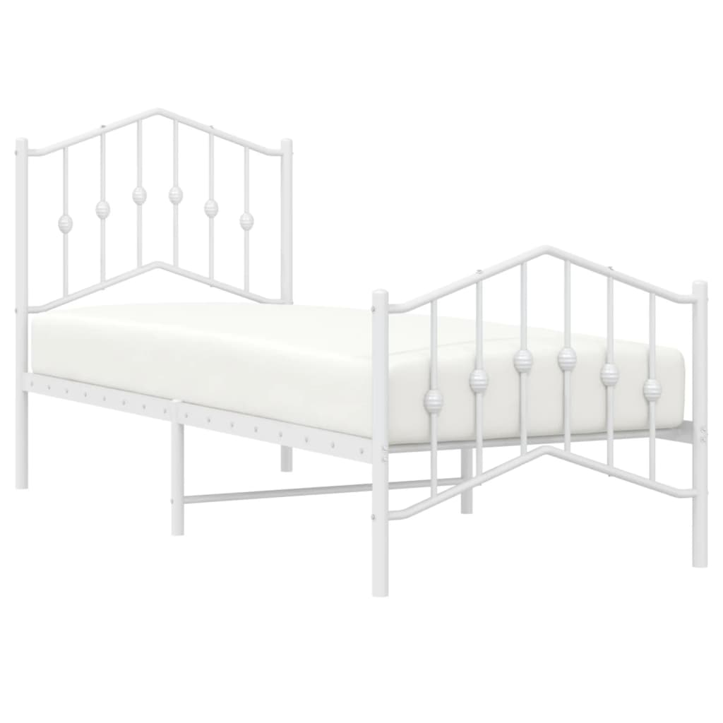 Giroletto con Testiera e Pediera Metallo Bianco 75x190 cm | homemem39