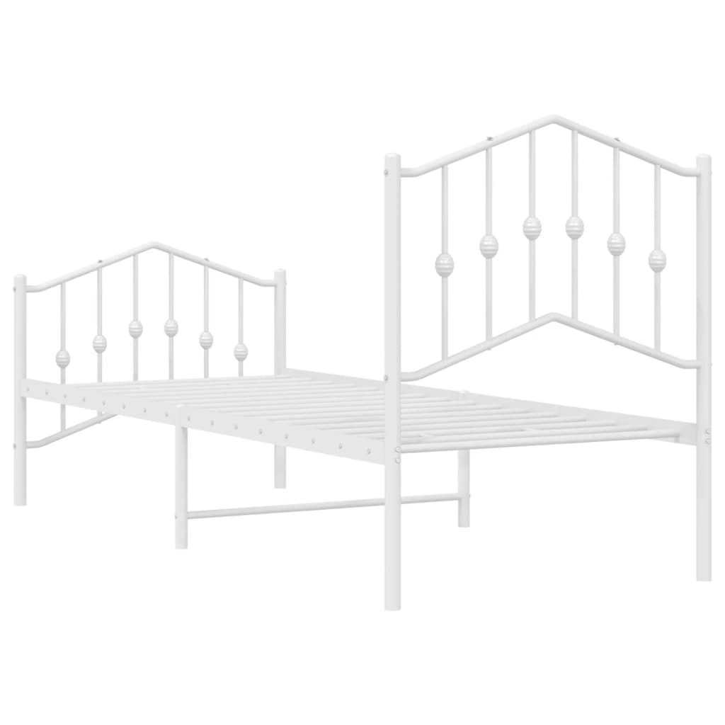 Giroletto con Testiera e Pediera Metallo Bianco 75x190 cm | homemem39