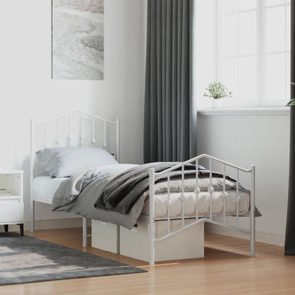 Giroletto con Testiera e Pediera Metallo Bianco 75x190 cm | homemem39