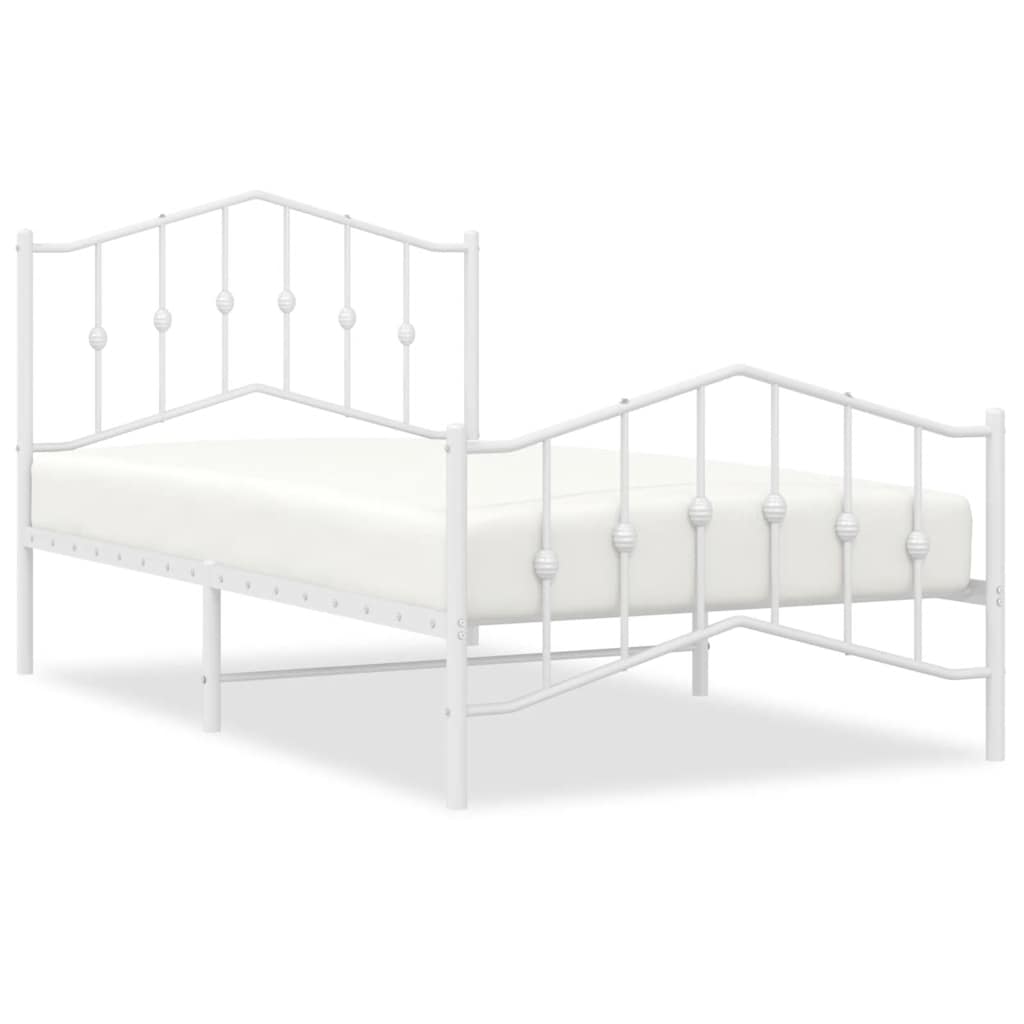 Giroletto con Testiera e Pediera Metallo Bianco 100x190 cm | homemem39