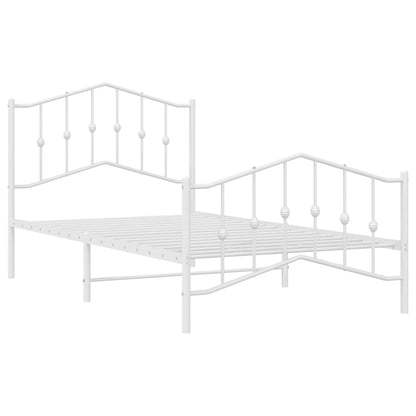 Giroletto con Testiera e Pediera Metallo Bianco 100x190 cm | homemem39