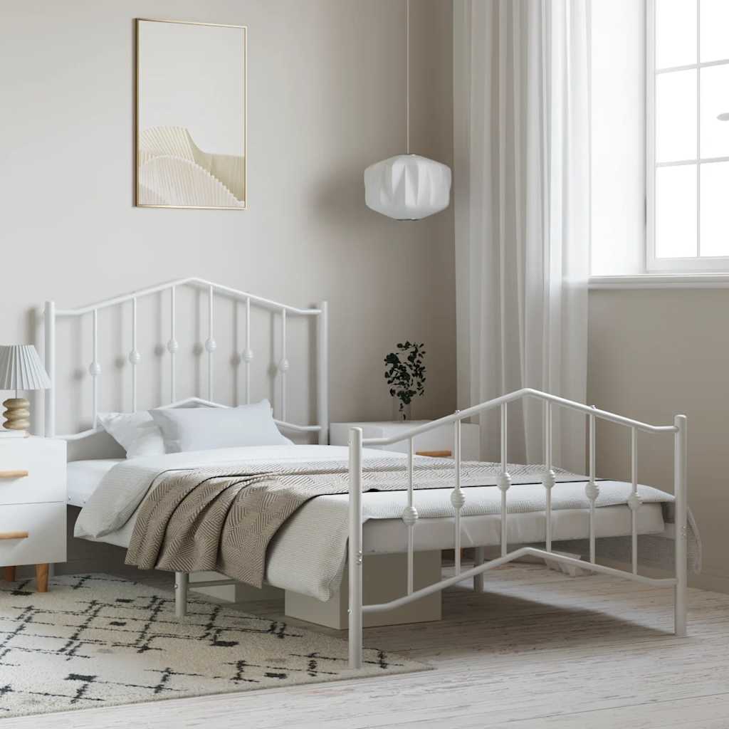 Giroletto con Testiera e Pediera Metallo Bianco 100x190 cm | homemem39