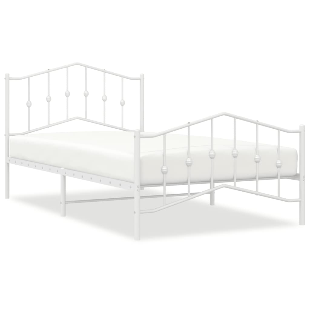 Giroletto con Testiera e Pediera Metallo Bianco 107x203 cm - homemem39
