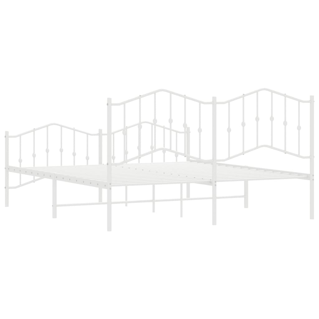 Giroletto con Testiera e Pediera Metallo Bianco 160x200 cm - homemem39