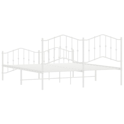 Giroletto con Testiera e Pediera Metallo Bianco 160x200 cm - homemem39