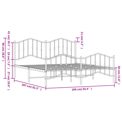 Giroletto con Testiera e Pediera Metallo Bianco 160x200 cm - homemem39