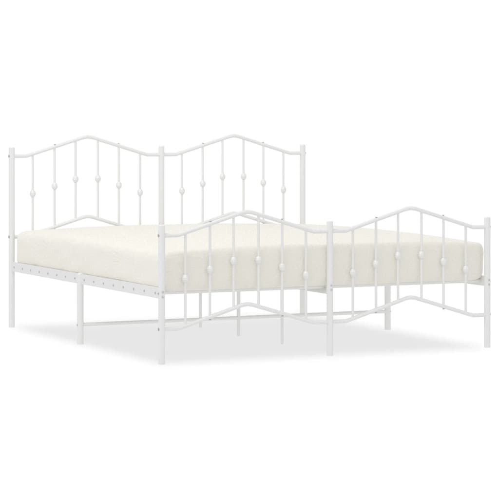Giroletto con Testiera e Pediera Metallo Bianco 183x213 cm | homemem39