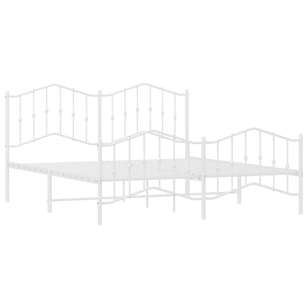 Giroletto con Testiera e Pediera Metallo Bianco 183x213 cm | homemem39