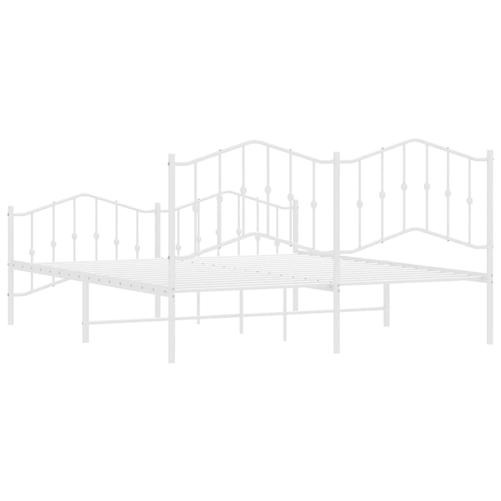 Giroletto con Testiera e Pediera Metallo Bianco 183x213 cm | homemem39