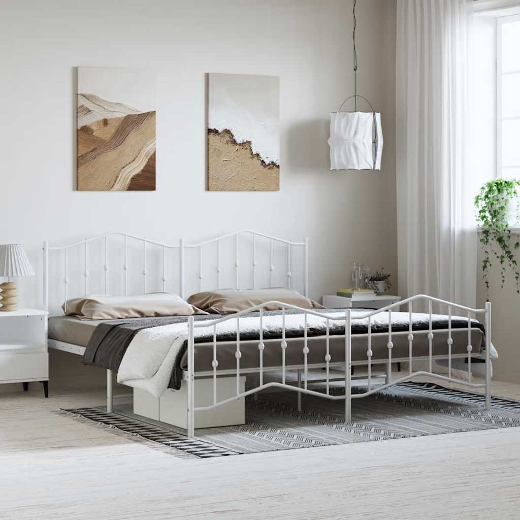 Giroletto con Testiera e Pediera Metallo Bianco 183x213 cm | homemem39