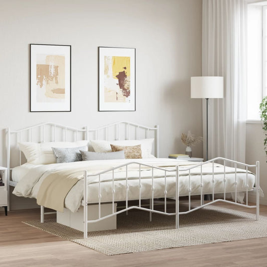 Giroletto con Testiera e Pediera Metallo Bianco 200x200 cm | homemem39