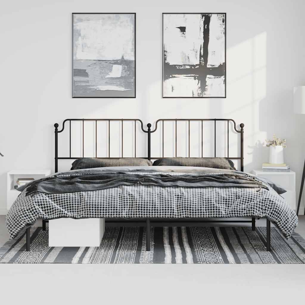 Giroletto con Testiera in Metallo Nero 183x213 cm | homemem39