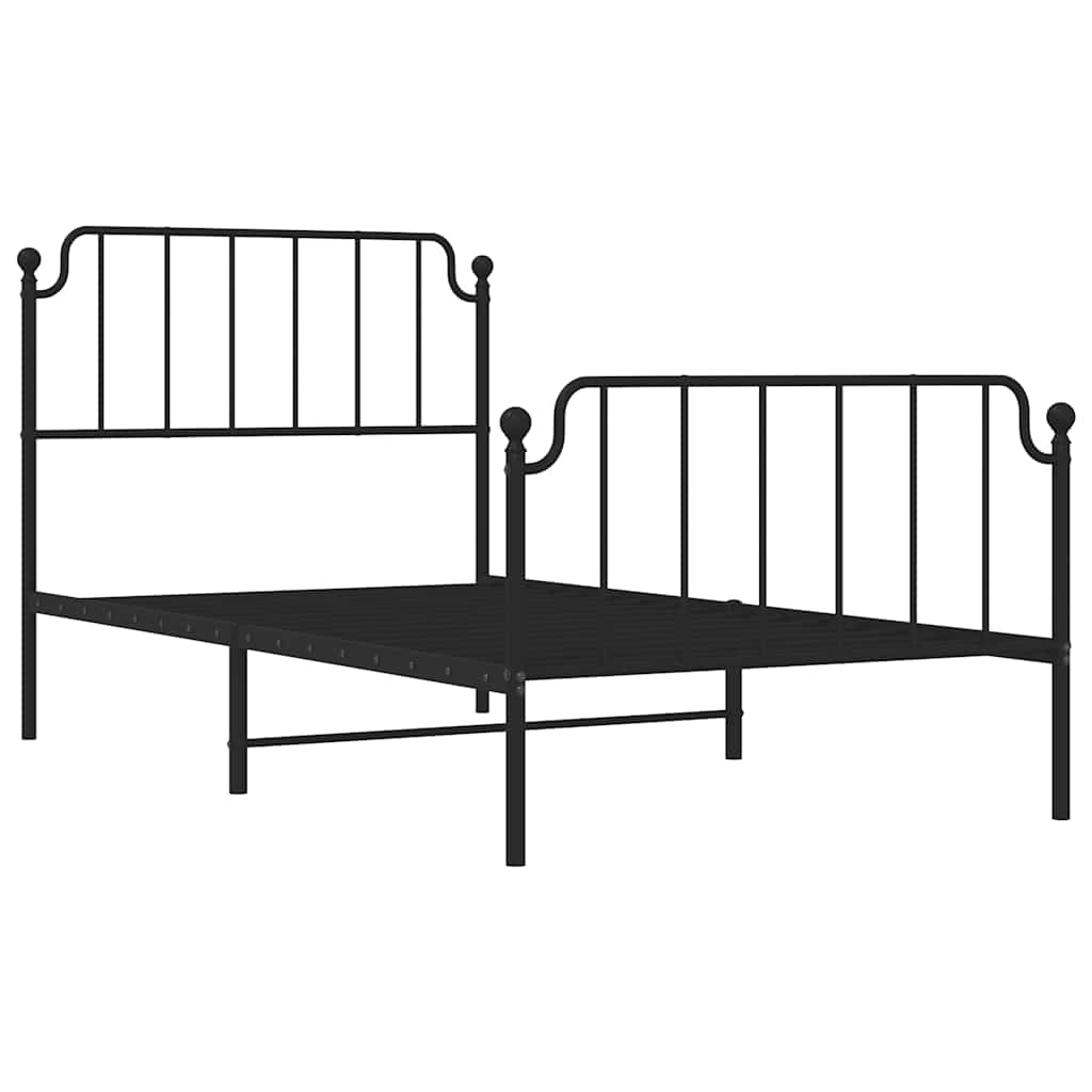 Giroletto con Testiera e Pediera Metallo Nero 100x200 cm | homemem39