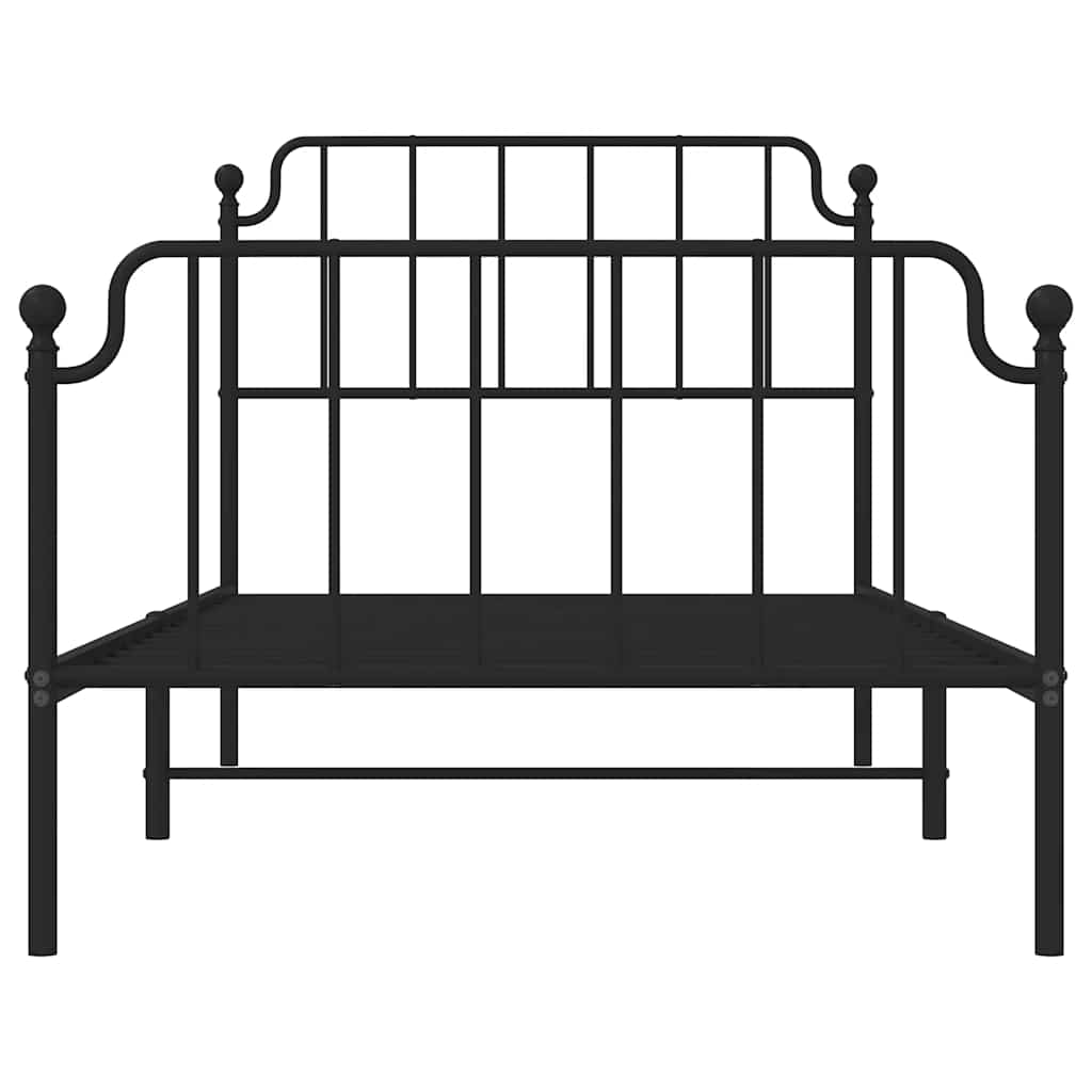 Giroletto con Testiera e Pediera Metallo Nero 100x200 cm | homemem39