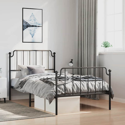 Giroletto con Testiera e Pediera Metallo Nero 100x200 cm | homemem39