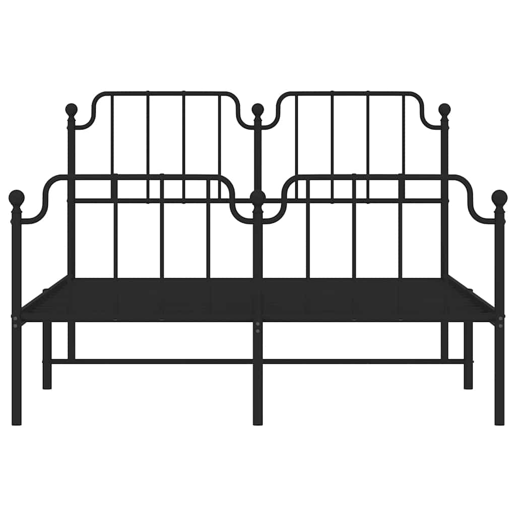 Giroletto con Testiera e Pediera Metallo Nero 135x190 cm | homemem39