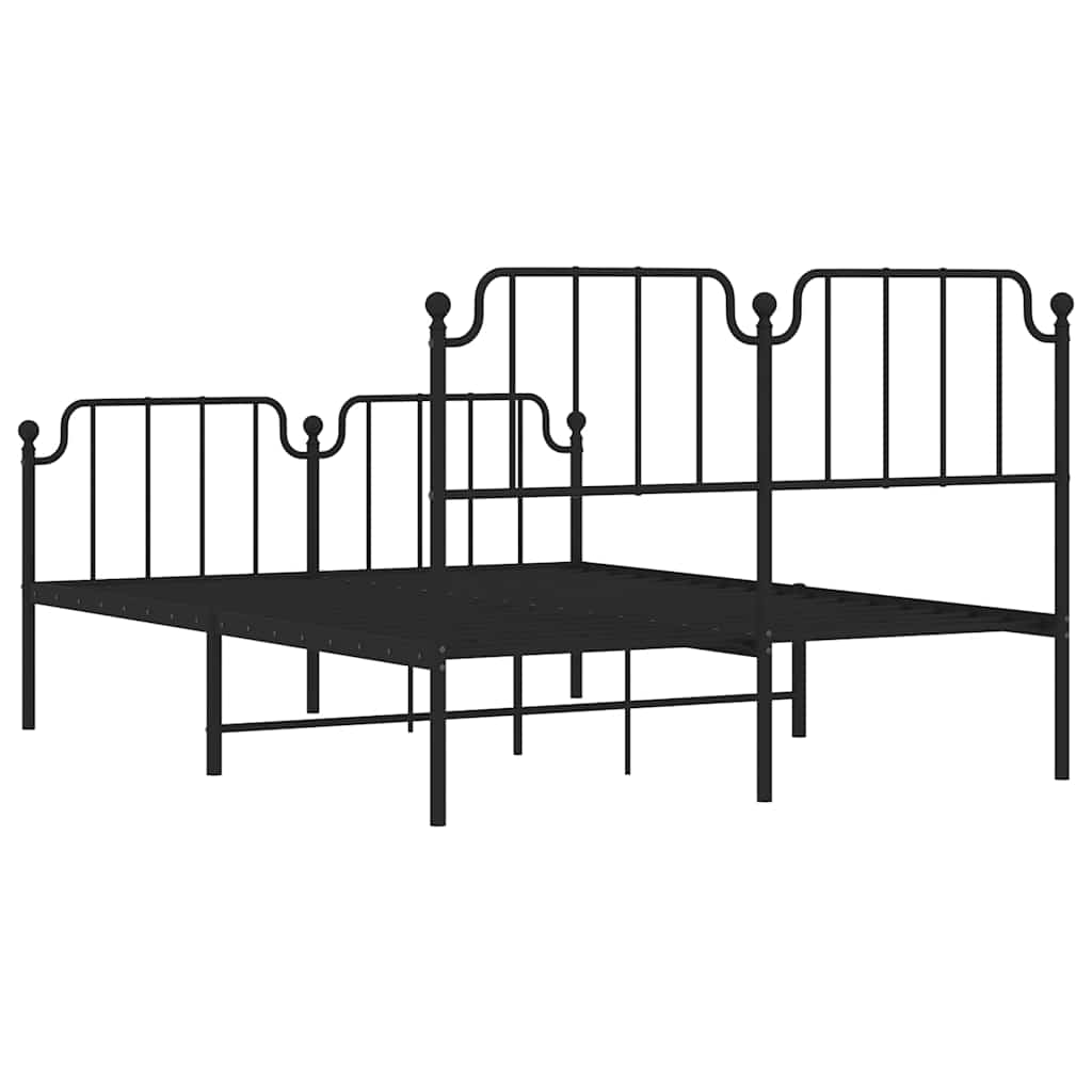 Giroletto con Testiera e Pediera Metallo Nero 135x190 cm | homemem39