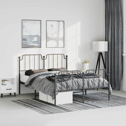 Giroletto con Testiera e Pediera Metallo Nero 135x190 cm | homemem39