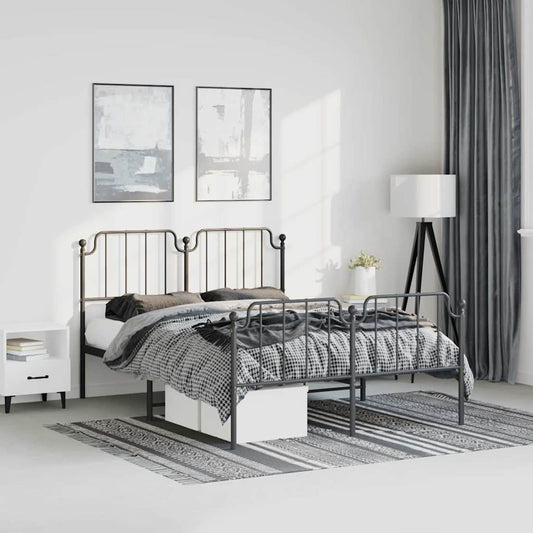 Giroletto con Testiera e Pediera Metallo Nero 135x190 cm | homemem39
