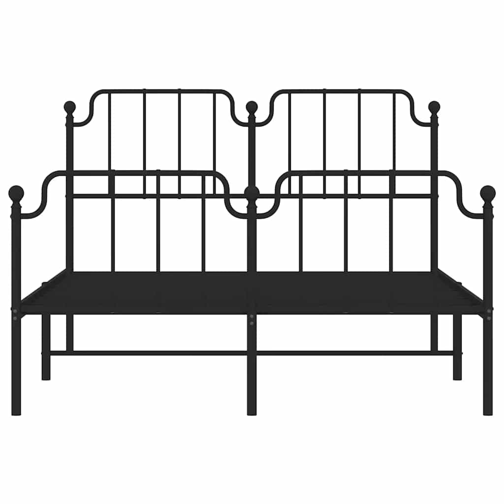 Giroletto con Testiera e Pediera Metallo Nero 150x200 cm | homemem39
