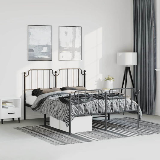 Giroletto con Testiera e Pediera Metallo Nero 183x213 cm | homemem39