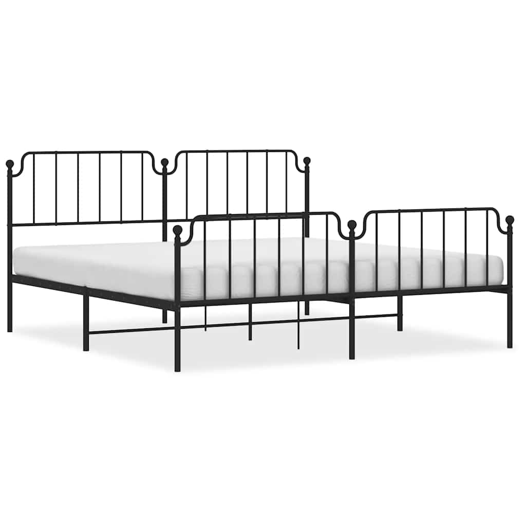 Giroletto con Testiera e Pediera Metallo Nero 193x203 cm | homemem39