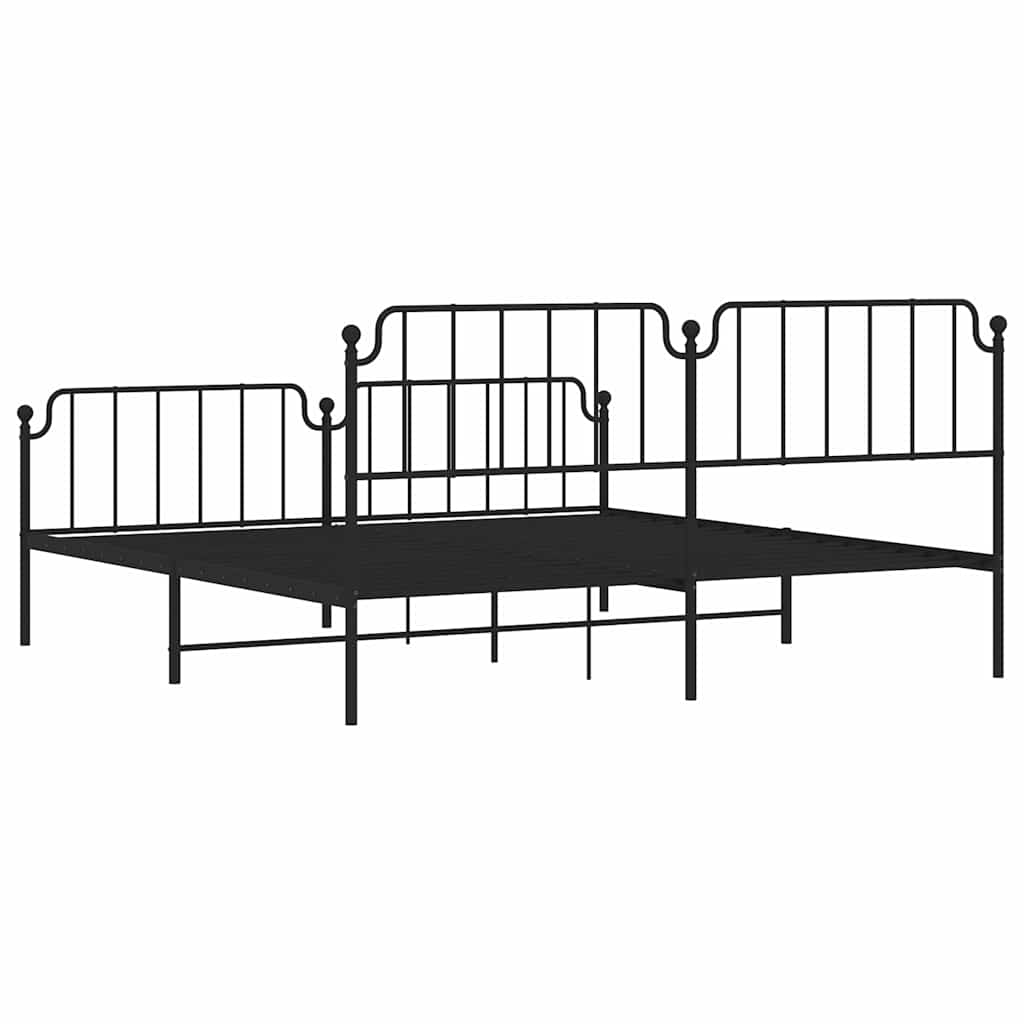Giroletto con Testiera e Pediera Metallo Nero 193x203 cm | homemem39