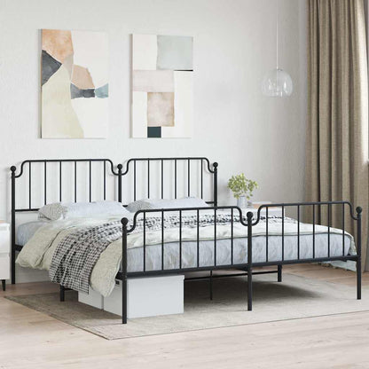 Giroletto con Testiera e Pediera Metallo Nero 193x203 cm | homemem39