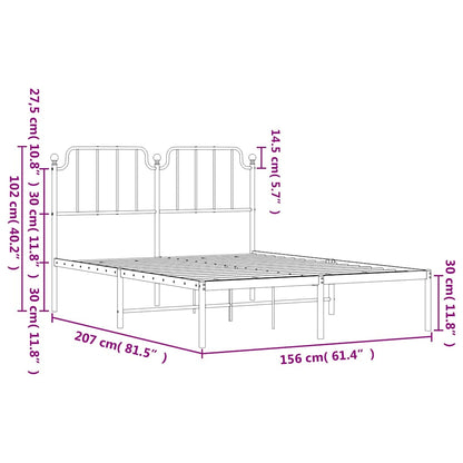Giroletto con Testiera Metallo Bianco 150x200 cm - homemem39