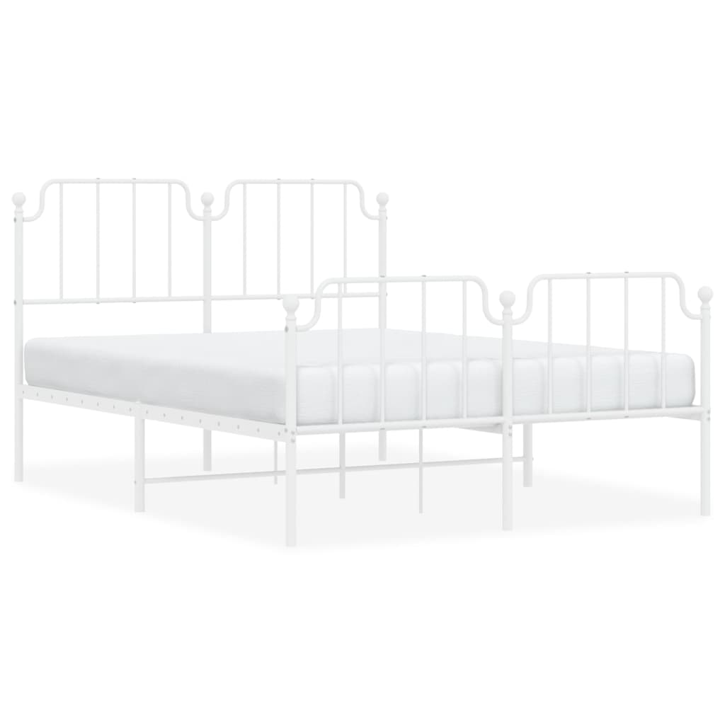 Giroletto con Testiera e Pediera Metallo Bianco 140x190 cm | homemem39