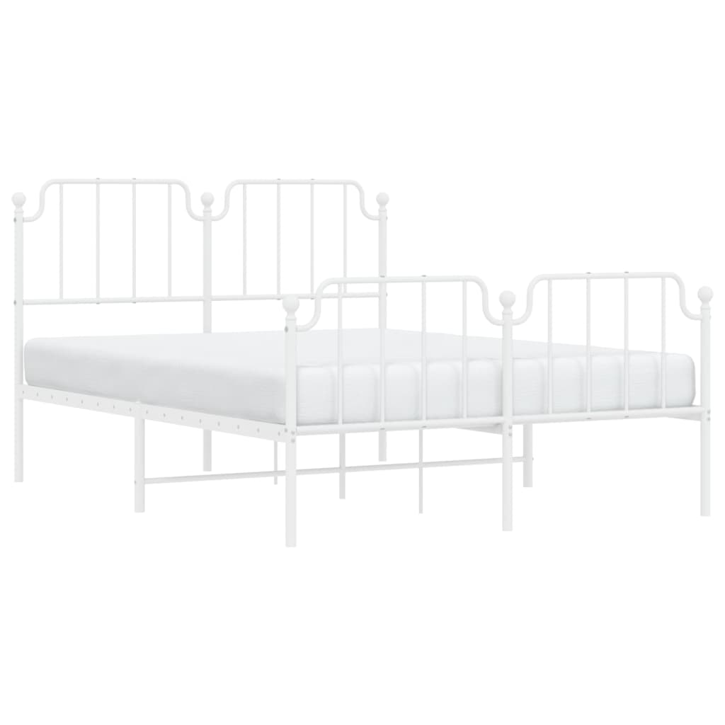 Giroletto con Testiera e Pediera Metallo Bianco 140x190 cm | homemem39