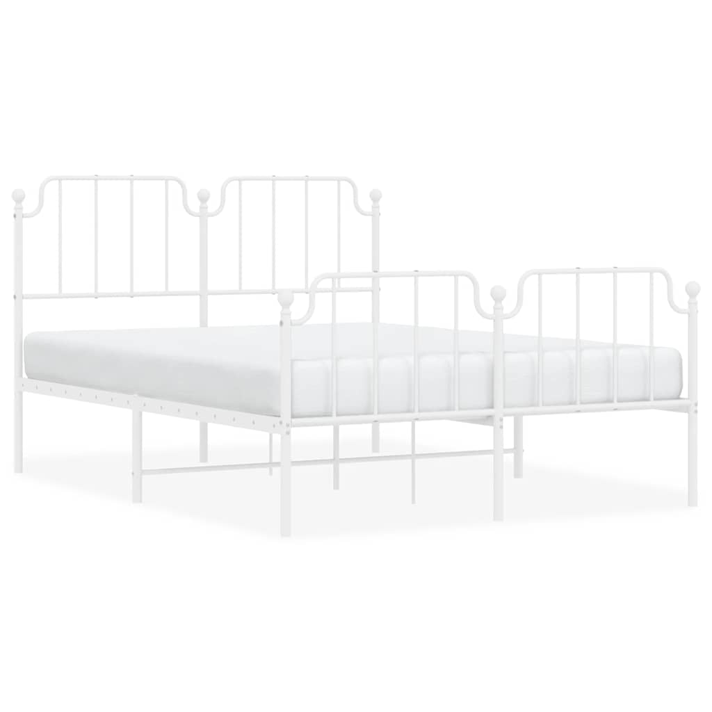 Giroletto con Testiera e Pediera Metallo Bianco 150x200 cm | homemem39