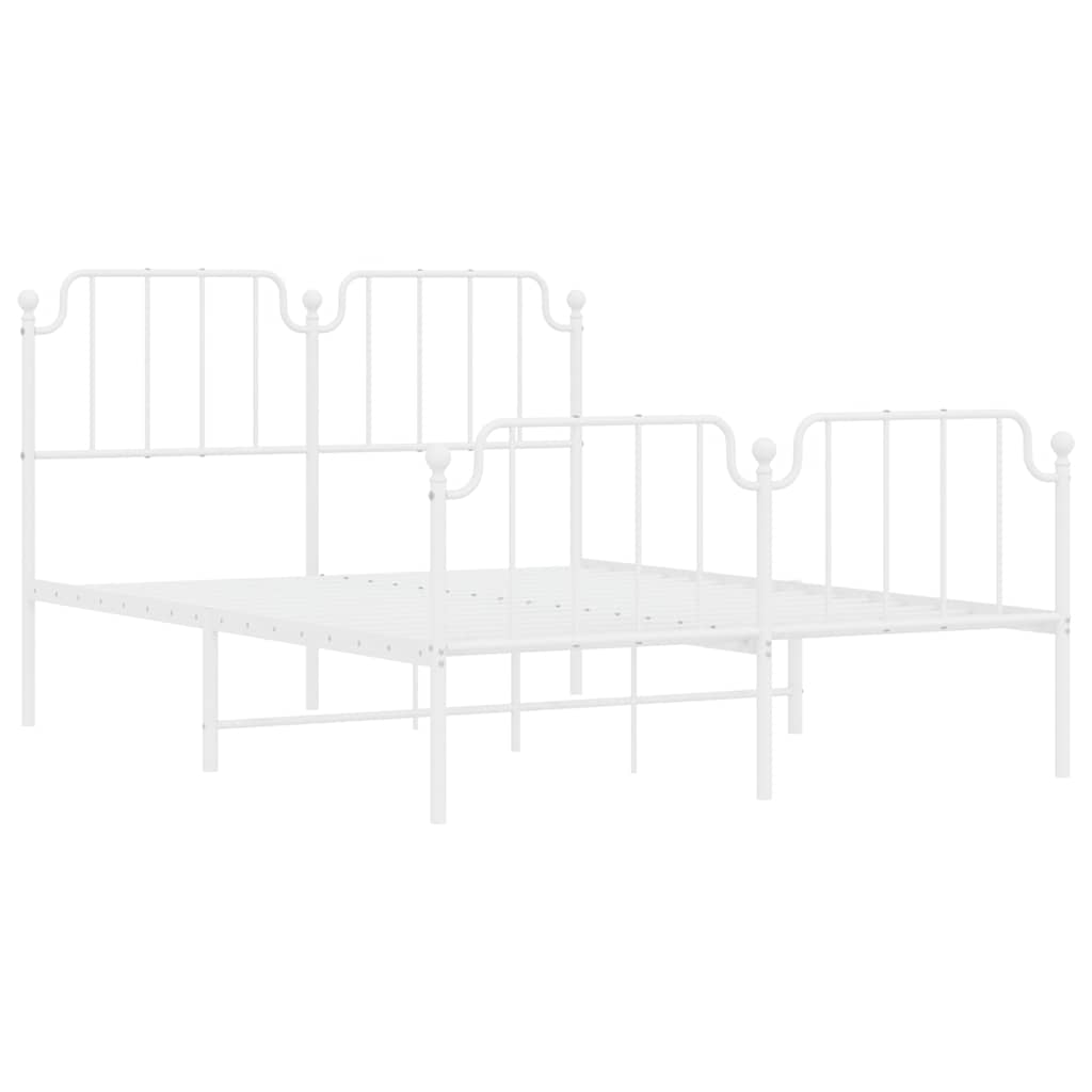 Giroletto con Testiera e Pediera Metallo Bianco 150x200 cm | homemem39