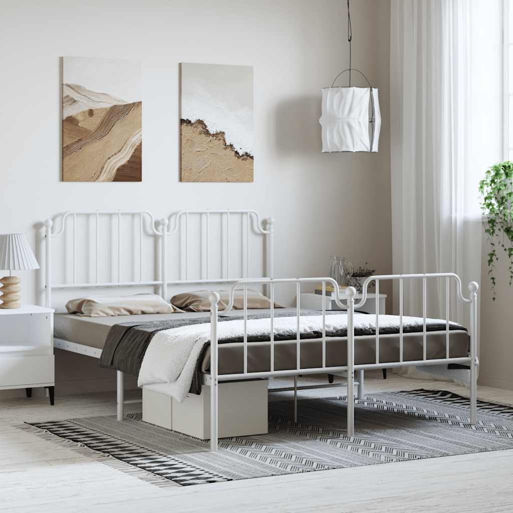 Giroletto con Testiera e Pediera Metallo Bianco 150x200 cm | homemem39