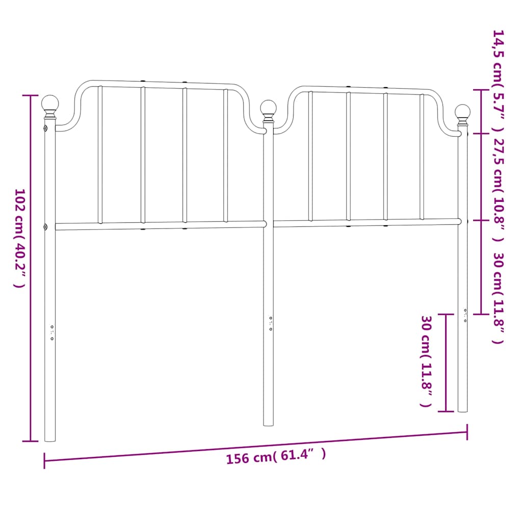 Testiera di Ricambio in Metallo Bianco 150 cm | homemem39