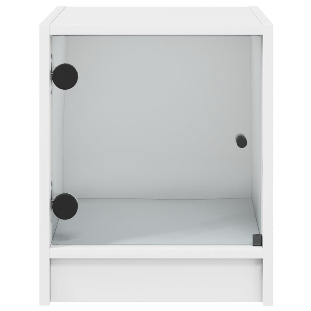 Comodini con Ante in Vetro 2pz Bianco 35x37x42 cm - homemem39