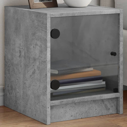 Comodini con Ante in Vetro 2pz Grigio Cemento 35x37x42 cm - homemem39