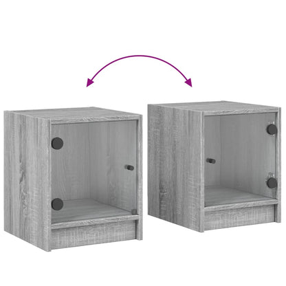 Comodino con Anta in Vetro Grigio Sonoma 35x37x42 cm - homemem39