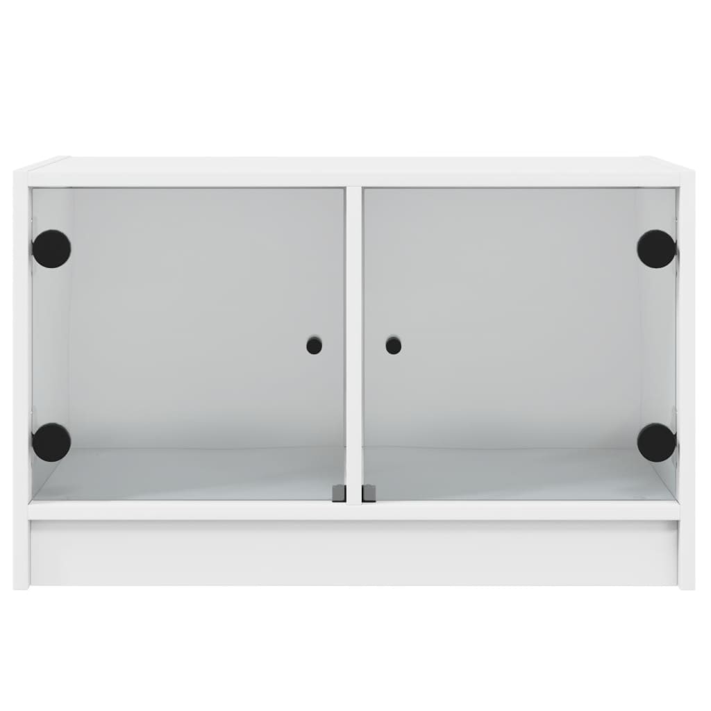 Mobile Porta TV con Ante in Vetro Bianco 68x37x42 cm - homemem39