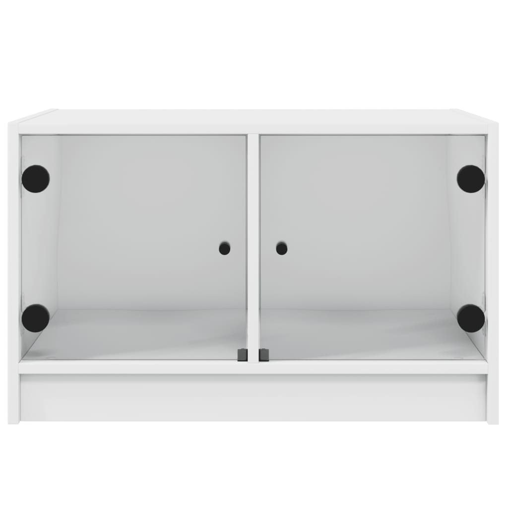 Tavolino da Salotto con Ante in Vetro Bianco 68x50x42 cm | homemem39