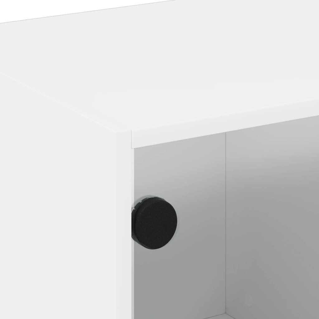 Tavolino da Salotto con Ante in Vetro Bianco 68x50x42 cm | homemem39