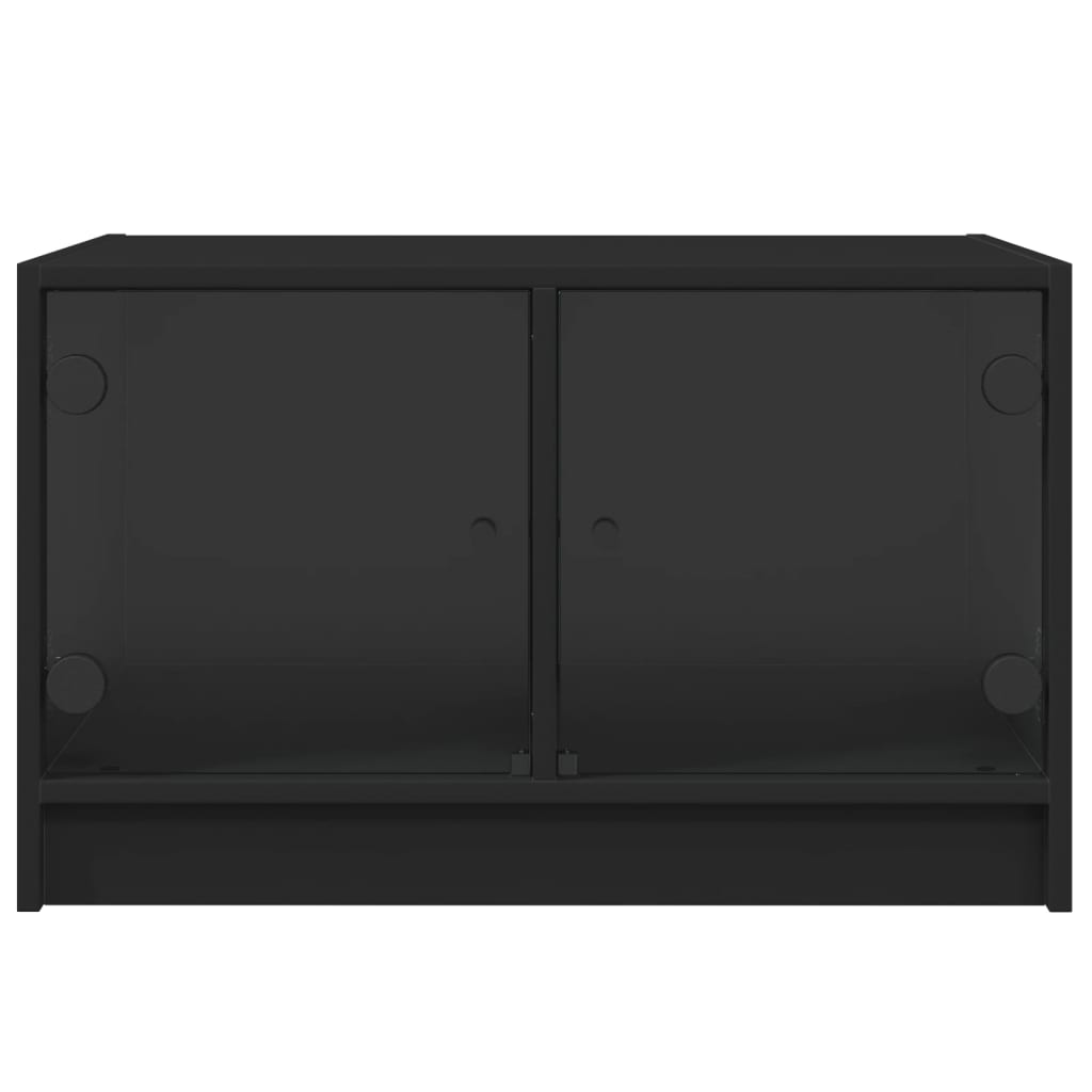 Tavolino da Salotto con Ante in Vetro Nero 68x50x42 cm | homemem39