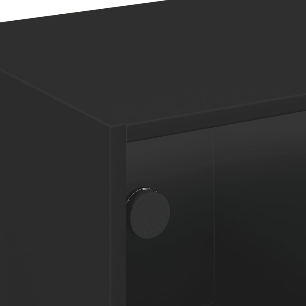 Tavolino da Salotto con Ante in Vetro Nero 68x50x42 cm | homemem39