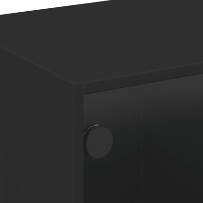 Tavolino da Salotto con Ante in Vetro Nero 68x50x42 cm | homemem39