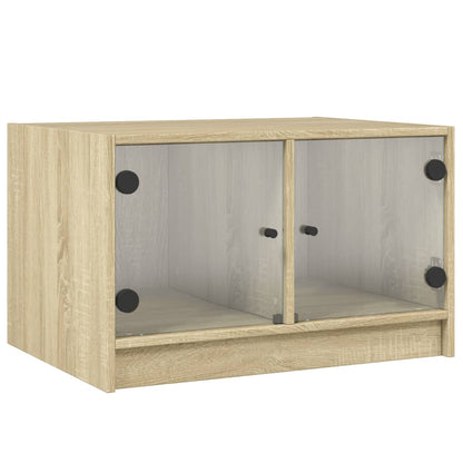 Tavolino da Salotto con Ante in Vetro Rovere Sonoma 68x50x42 cm | homemem39