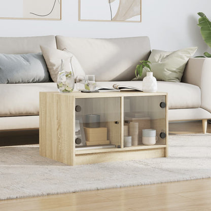 Tavolino da Salotto con Ante in Vetro Rovere Sonoma 68x50x42 cm | homemem39