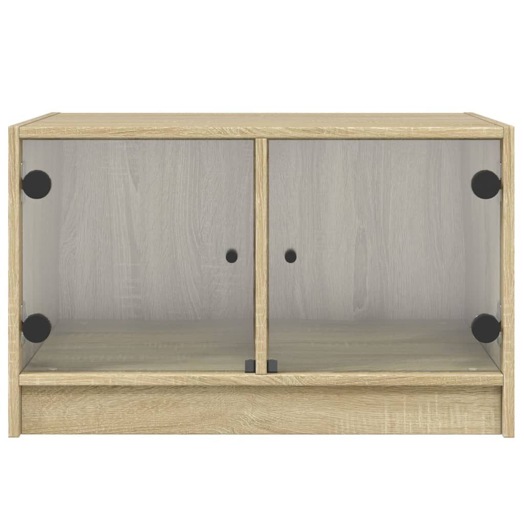 Tavolino da Salotto con Ante in Vetro Rovere Sonoma 68x50x42 cm | homemem39