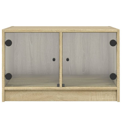 Tavolino da Salotto con Ante in Vetro Rovere Sonoma 68x50x42 cm | homemem39