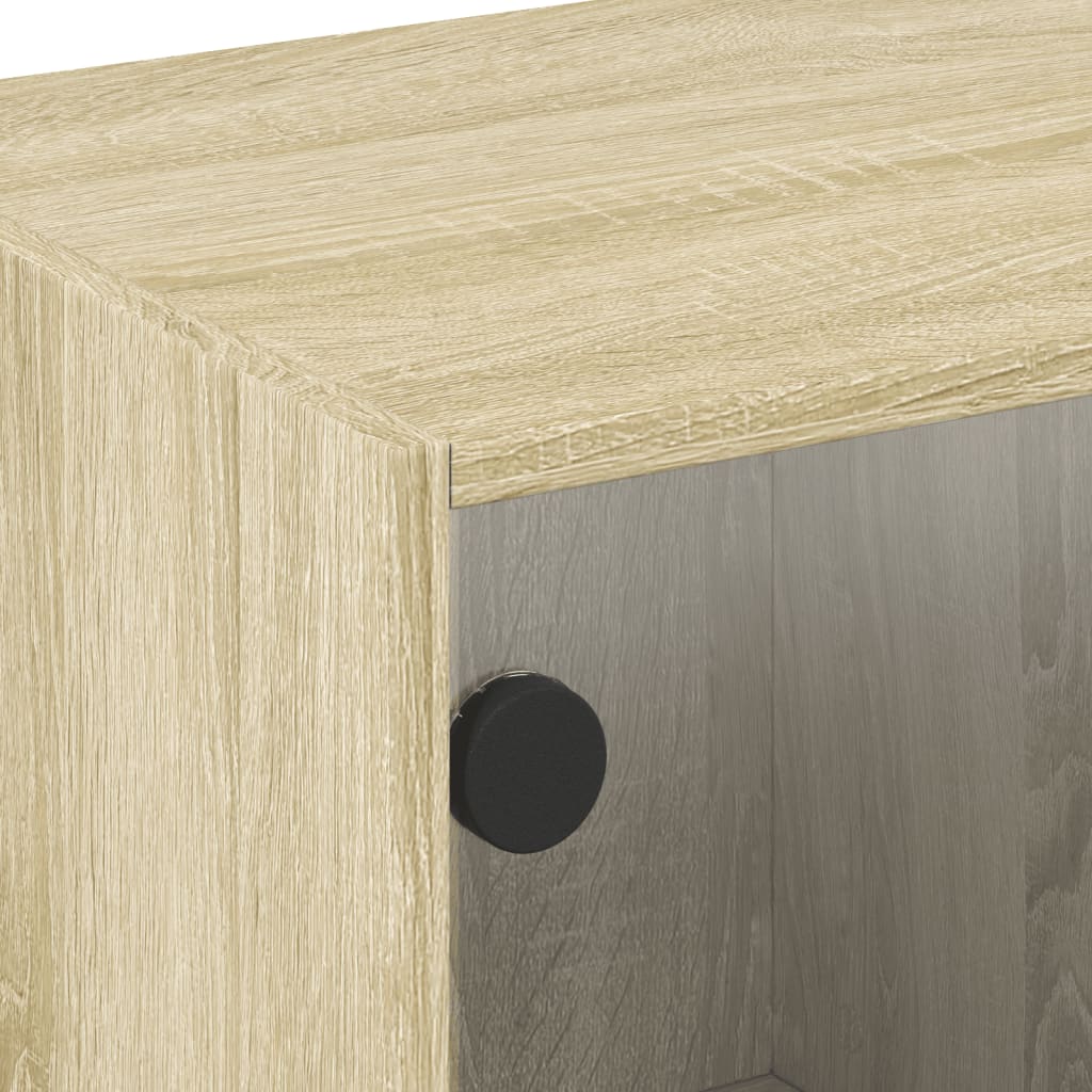 Tavolino da Salotto con Ante in Vetro Rovere Sonoma 68x50x42 cm | homemem39